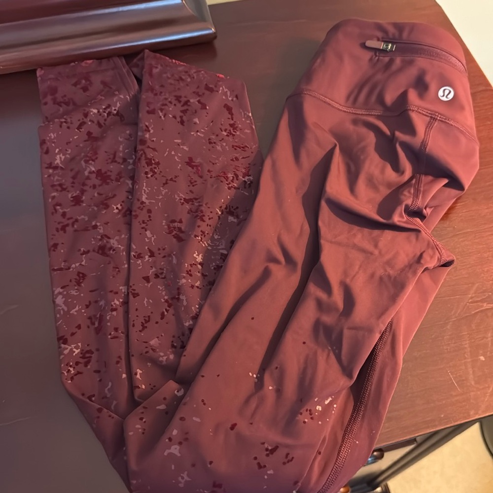 Lululemon burgundy textured leggings size 2. Never worn - excellent condition